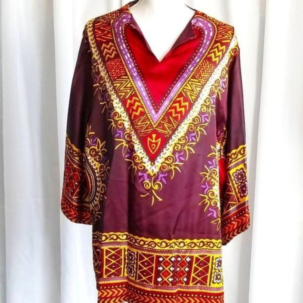 Queen Bee Colorful Tunic Top with Heart theme Size Medium